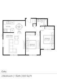 2 beds, 1 bath, 835 sqft, $1,405
