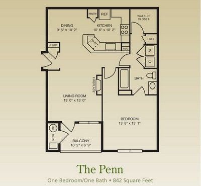 1 bed, 1 bath, 842 sqft, $1,996