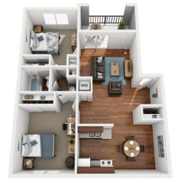 2 beds, 1 bath, 890 sqft, $1,520