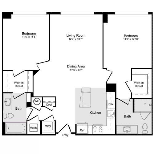 2 beds, 2 baths, 1,074 sqft, $2,810, Unit 539