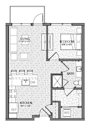 1 bed, 1 bath, 695 sqft, $2,069