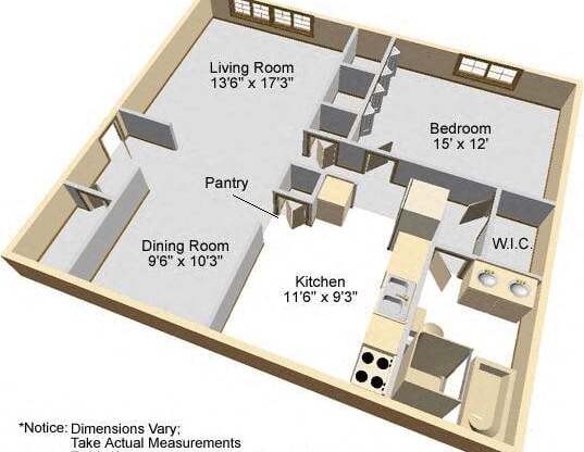 1 bed, 1 bath, 868 sqft, $1,305