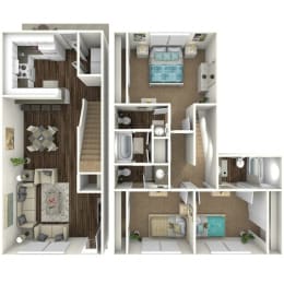 3 beds, 2.5 baths, 1,200 sqft, $1,630