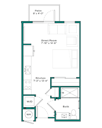 Studio, 1 bath, 466 sqft, $1,353