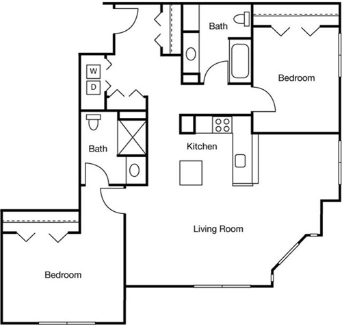 2 beds, 2 baths, 1,195 sqft, $3,477, Unit 505