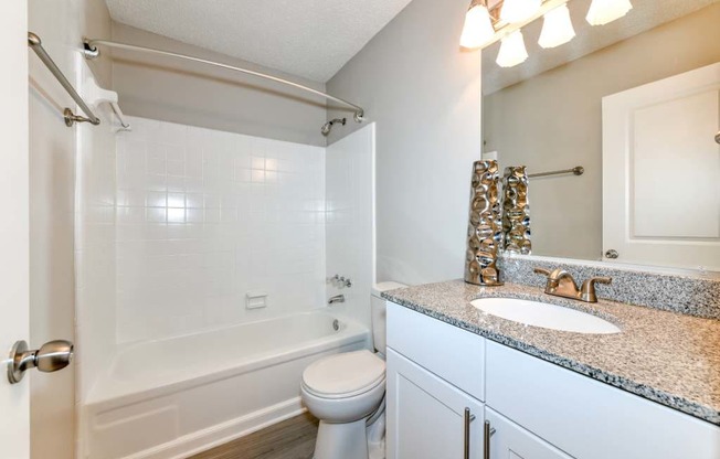 a bathroom with a sink toilet and bathtub