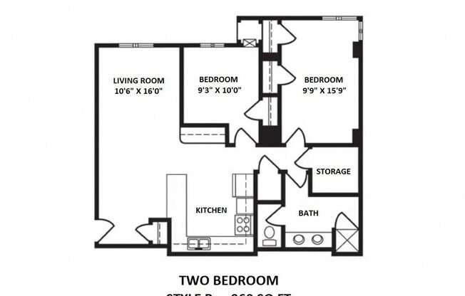 2 beds, 1 bath, 960 sqft, $2,595