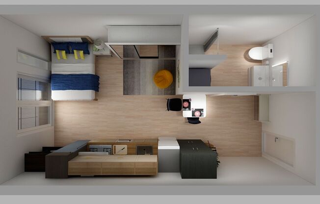 Studio, 1 bath, 376 sqft, $1,849, Unit 202