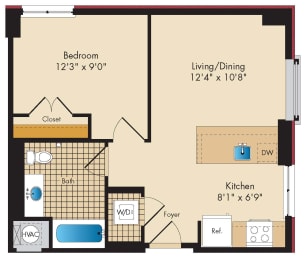 1 bed, 1 bath, 590 sqft, $2,235