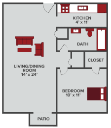 1 bed, 1 bath, 600 sqft, $745