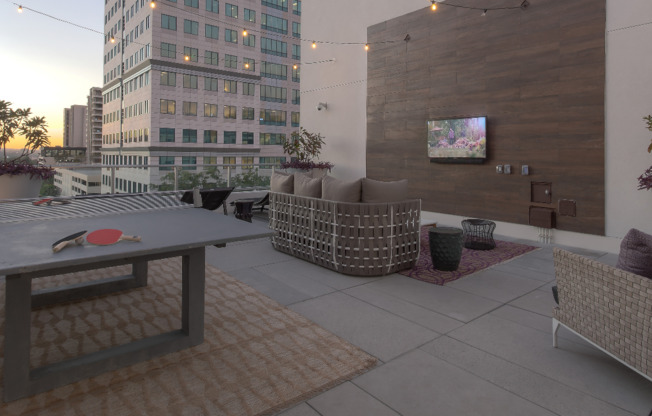 Take in the view while competing at this rooftop ping pong table