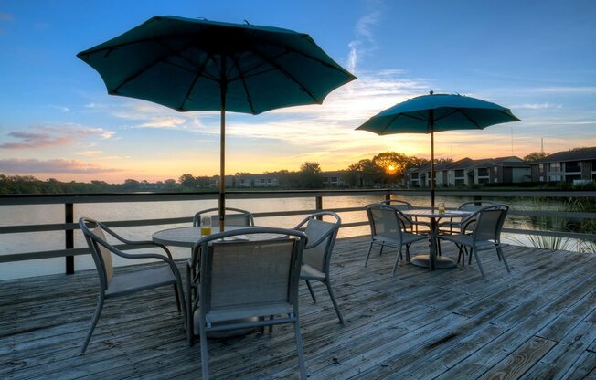 Lake views can be enjoyed from one of the pool decks.