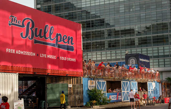 A red sign that says