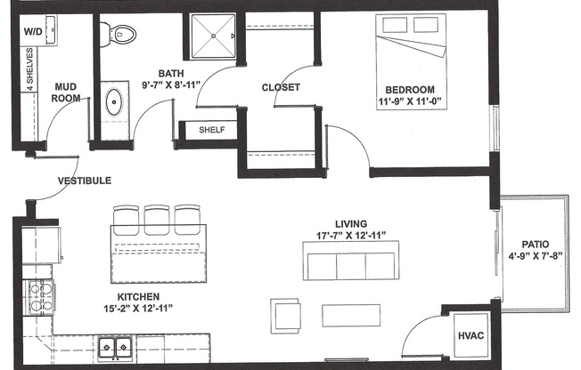 1 bed, 1 bath, 796 sqft, $1,864, Unit 205