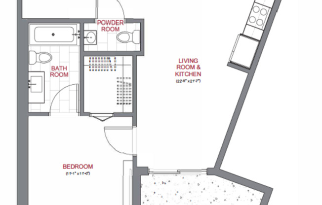 1 bed, 1.5 baths, 654 sqft, $2,600