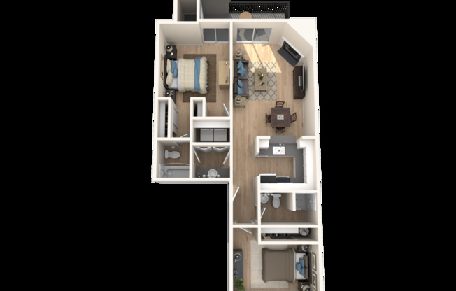 2 beds, 2 baths, 884 sqft, $1,919