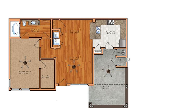 1 bed, 1 bath, 873 sqft, $2,289, Unit # 1912