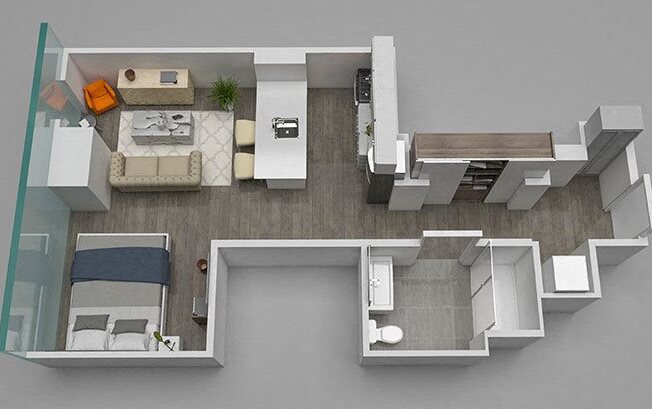 Studio, 1 bath, 581 sqft, $2,202