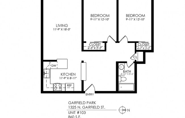 2 beds, 1 bath, 860 sqft, $1,795