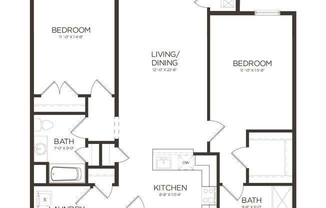2 beds, 2 baths, 1,194 sqft, $2,975