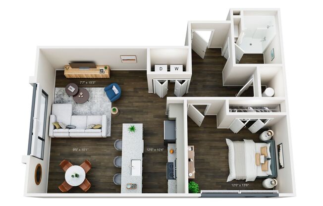 1 bed, 1 bath, 622 sqft, $1,195, Unit #301