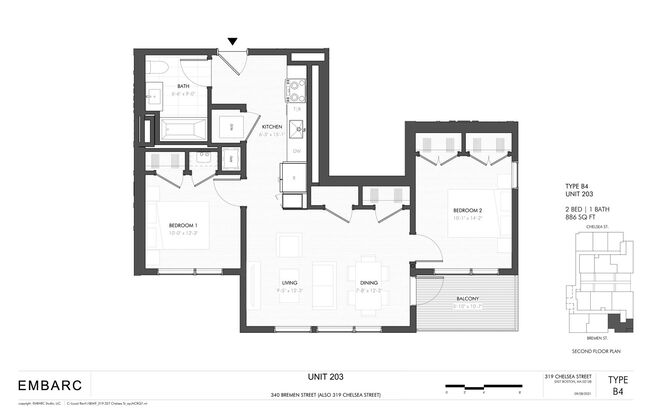2 beds, 1 bath, 825 sqft, $3,525, Unit Unit 203