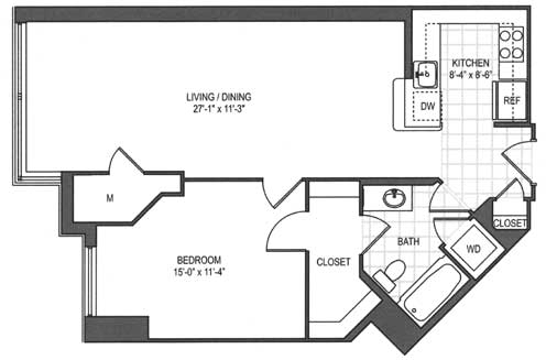 1 bed, 1 bath, 815 sqft, $2,499