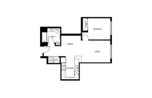1 bed, 1 bath, 677 sqft, $3,696