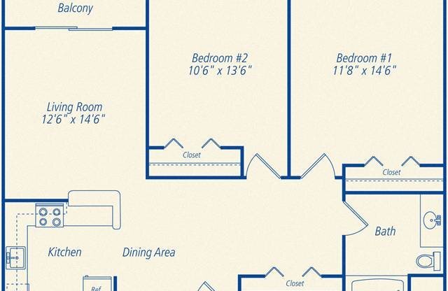 2 beds, 1 bath, 894 sqft, $2,400