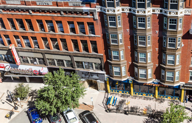 a view of the street from above