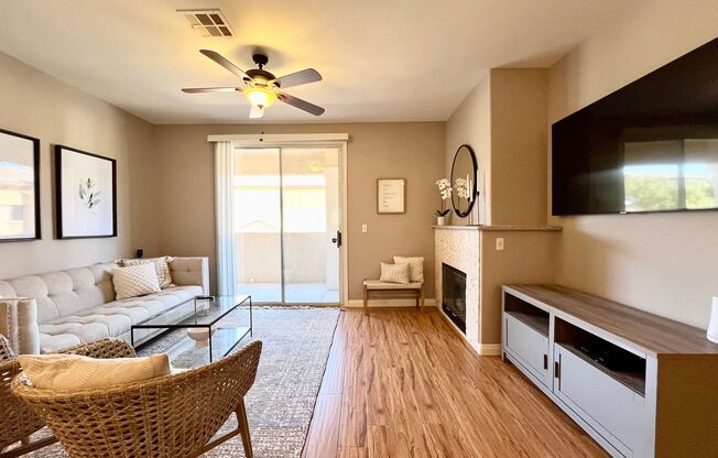 CHARMING FURNISHED 3BD/2BA CONDO W/ 2-CAR GARAGE! NEW FLOORING!