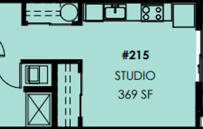 Studio, 1 bath, 327 sqft, $1,570, Unit 4th #215