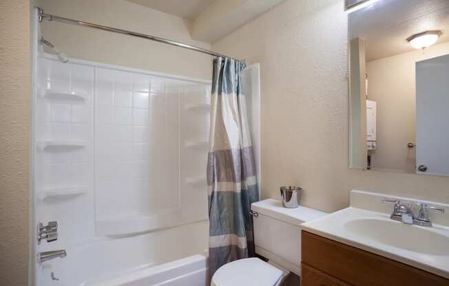 Bathroom with a shower and a sink  at Governor's Park, Fort Collins, 80525