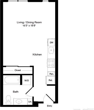 Studio, 1 bath, 491 sqft, $1,727, Unit 426