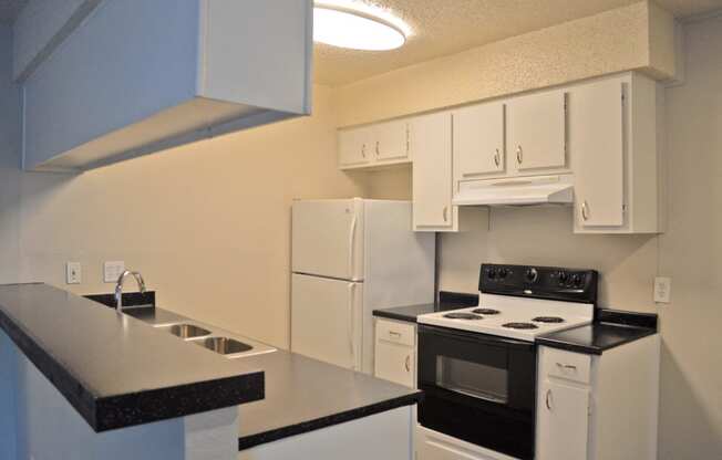 kitchen with white cabinets