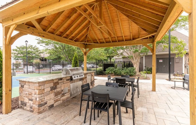 Patio and grilling area at Elme Marietta Apartments, Marietta, GA