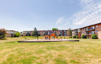 playground and apartment buildings at Willow Hill Apartments, Illinois