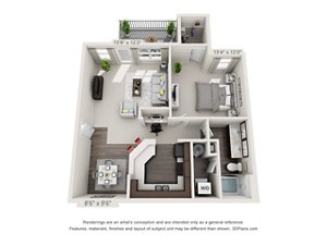 1 bed, 1 bath, 863 sqft, $1,445