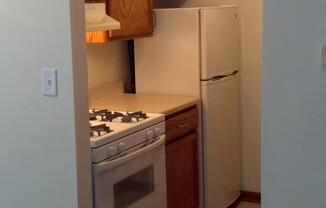 The kitchen inside a Meredith Homes one bedroom apartment restricted for people age 55+.