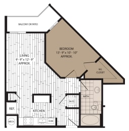 1 bed, 1 bath, 656 sqft, $1,340