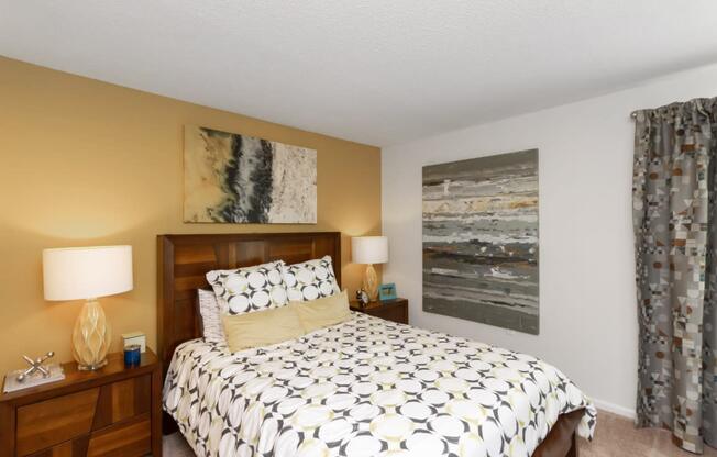 Bedroom with Large Bed at Palmetto Place Apartments, Taylors, 29687
