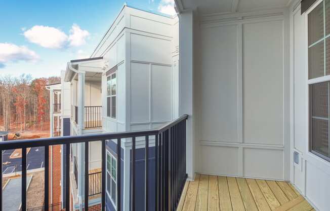 the view from the balcony of an apartment building at The Bella at Westchester, Midlothian, VA