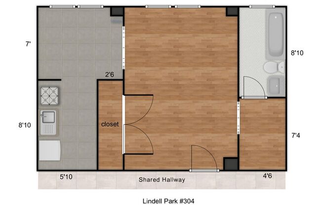 Studio, 1 bath, 400 sqft, $865, Unit 304