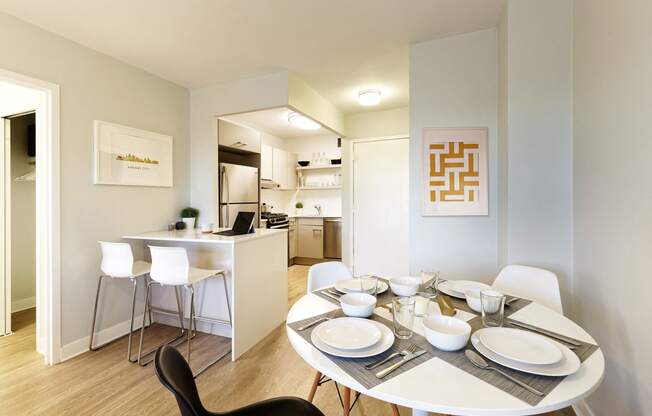 Kitchen area in unit for The KC High Line Apartments in Kansas City, MO