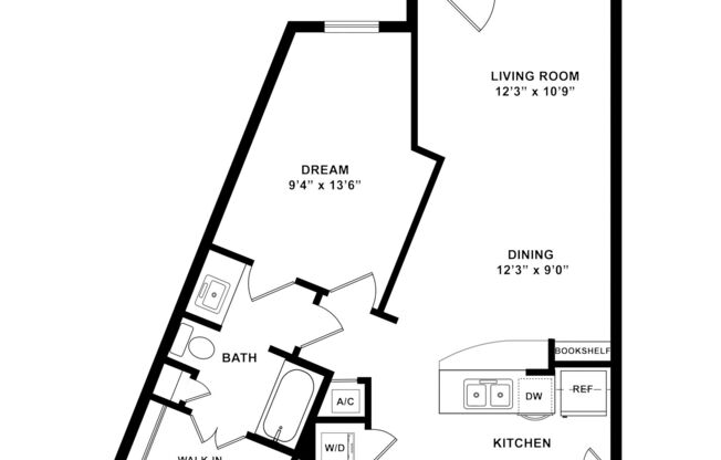 1 bed, 1 bath, 738 sqft, $1,325