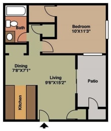 1 bed 1 bath Asimina Floor Plan at The Landing At Pleasantdale, Georgia