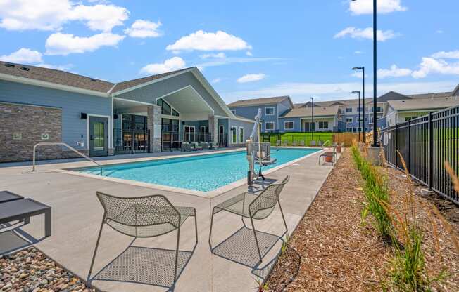 A resort style pool at The Lodge apartments in Rochester MN