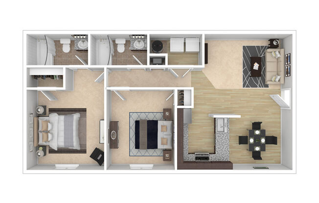 1 bed, 2 baths, 812 sqft, $1,065
