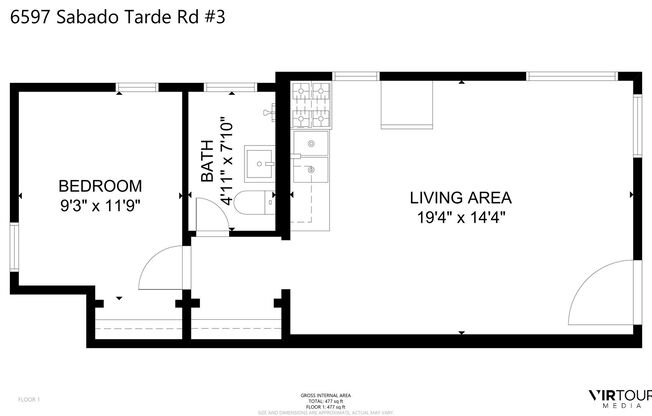 1 bed, 1 bath, 600 sqft, $2,489.4, Unit 3