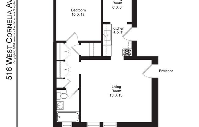1 bed, 1 bath, 560 sqft, $1,895, Unit 516-109